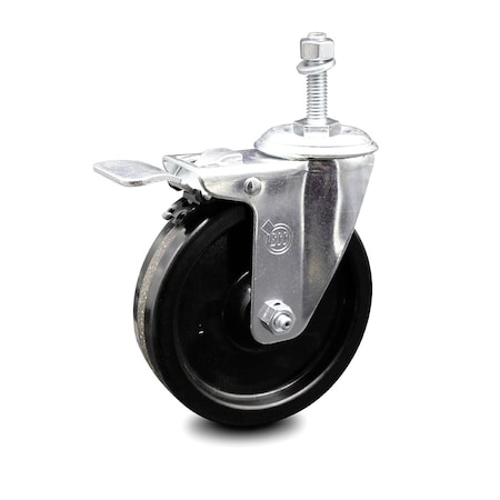 Service Caster 5 Inch Phenolic Swivel 3/8 Inch Threaded Stem Caster with Total Lock Brake SCC SCC-TSTTL20S514-PHR-381615